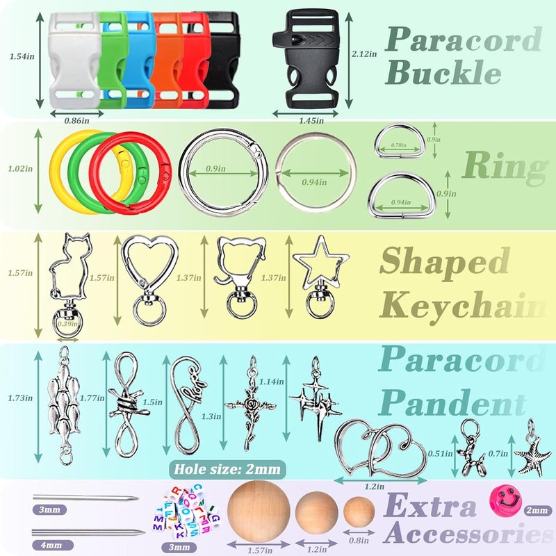 WEREWOLVES Paracord Bracelet Jig Kit - 4MM, 3MM, 2MM Parachute Combo Kit, 10FT Rope Complete Accessories and Paracord Jig Bracelet Maker (Luck, 10FT-35 Color) - Image 3